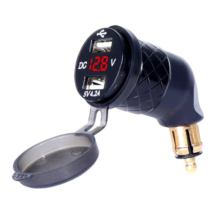 Knmaster USB-D200LV Voltaj Göstergeli Çift Usbli Din Soketi