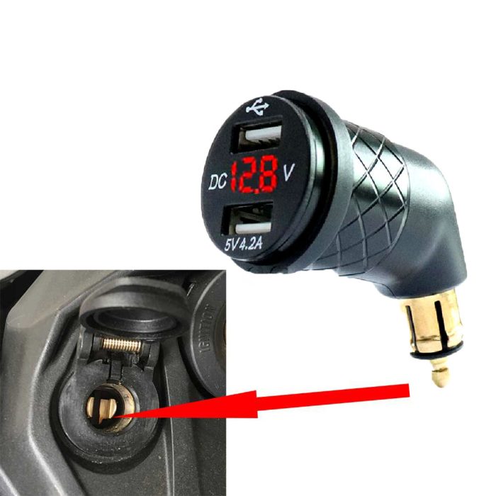 Knmaster USB-D200LV Voltaj Göstergeli Çift Usbli Din Soketi - Görsel 2
