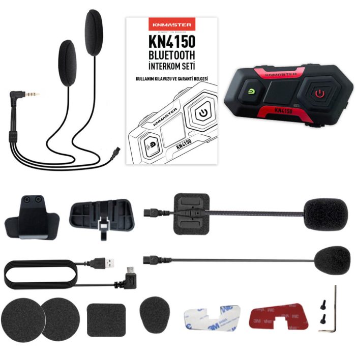 Knmaster KN4150 Motosiklet Kask İnterkom Bluetooth Intercom Kulaklık Seti - Görsel 5