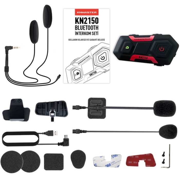 Knmaster KN2150 Motosiklet Kask İnterkom Bluetooth Intercom Kulaklık Seti - Görsel 6