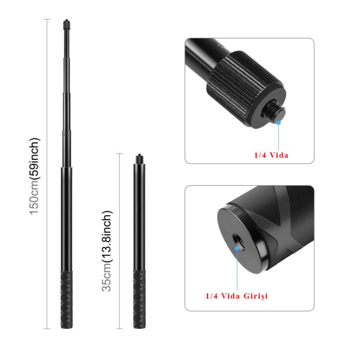 Knmaster Metal Görünmez Monopod Selfie Çubuğu