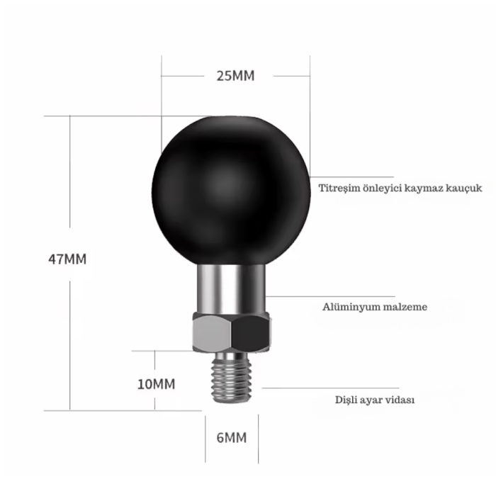 6mm Vida Bağlantılı Motosiklet Telefon Tutucu ve Aksesuar Aparatı - Görsel 3