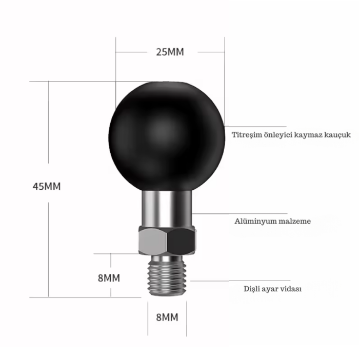 8mm Vida Bağlantılı Motosiklet Telefon Tutucu ve Aksesuar Aparatı - Görsel 3