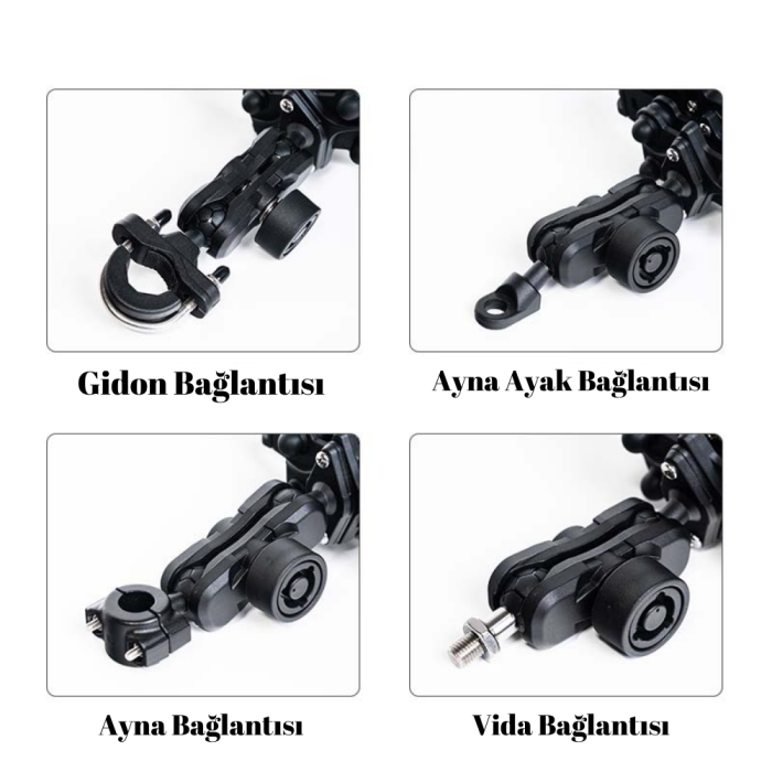 8mm Vida Bağlantılı Motosiklet Telefon Tutucu ve Aksesuar Aparatı - Görsel 7
