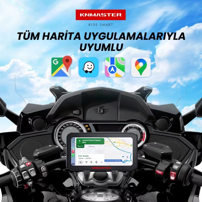 KNMASTER MOTOPLAY 2000 – 6.25” 2K Çift Kameralı Kablosuz CarPlay & Android Auto Destekli Motosiklet Multimedya Ekranı - Görsel 9